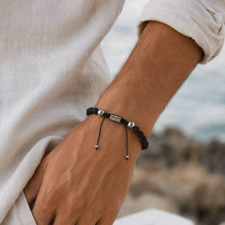 Summit Men’s Beaded Bracelet Lava Stone, 6mm