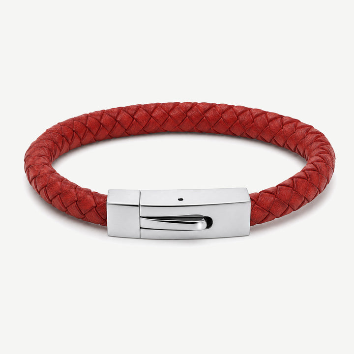 Leo Red Braided Leather Bracelet