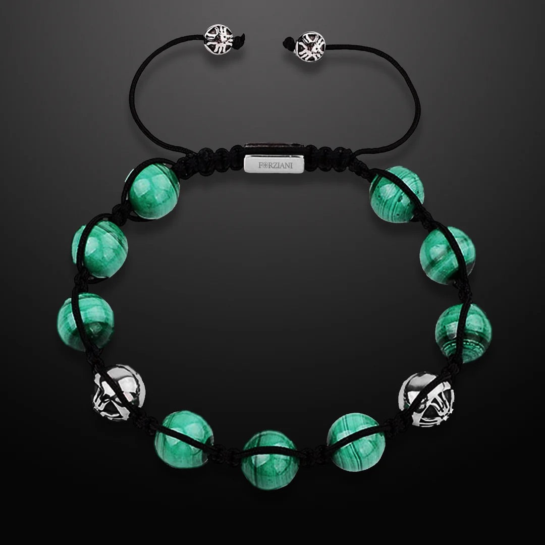Luxor Malachite Stone Beads Bracelet, 10mm