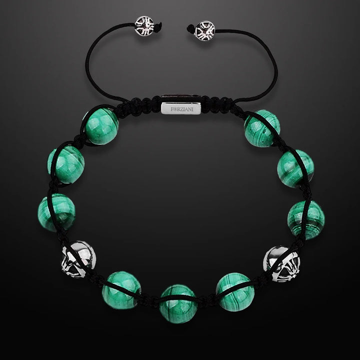 Luxor Malachite Stone Beads Bracelet, 10mm