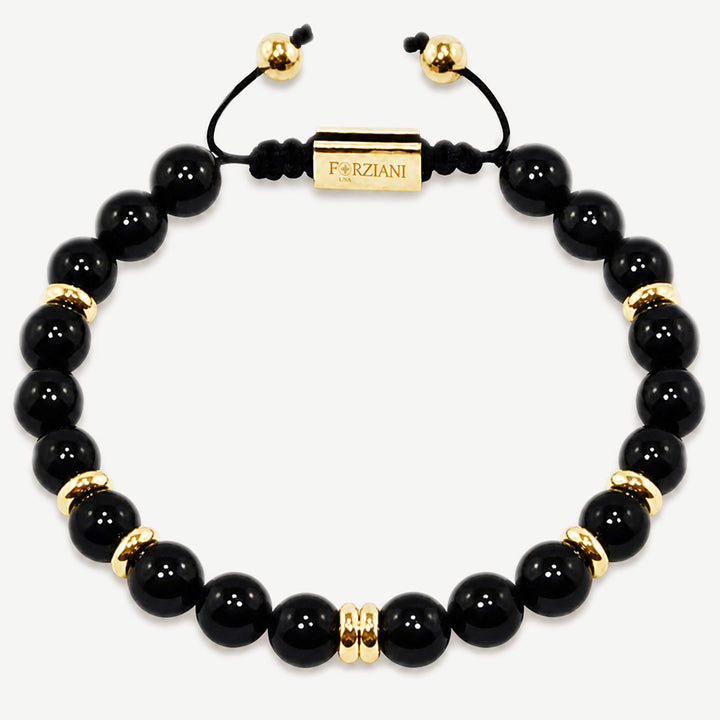 Summit Men’s Beaded Bracelet Black Onyx Gold, 6mm