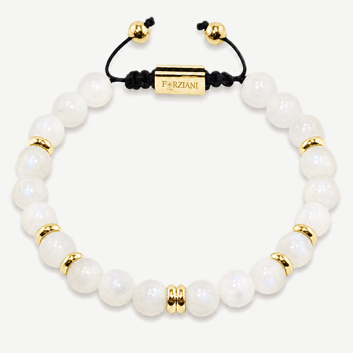 Summit Men’s Beaded Bracelet Moonstone Gold, 6mm