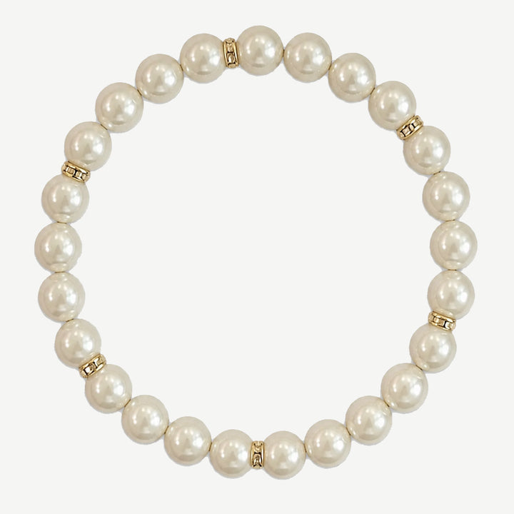 Men’s White Pearls Bracelet, Gold