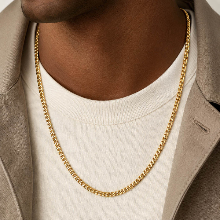 Men's Cuban Curb Link Chain Necklace Gold
