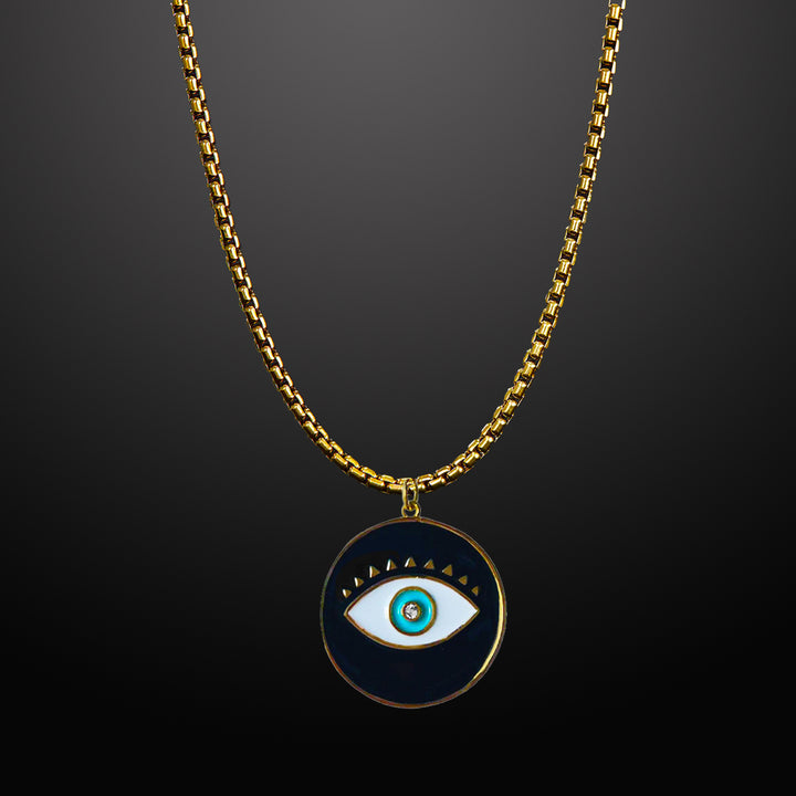 Mens Large Black Evil Eye Amulet Necklace