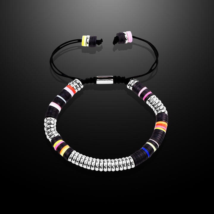 Metallic Multicolor Men’s Disk Beads Bracelet