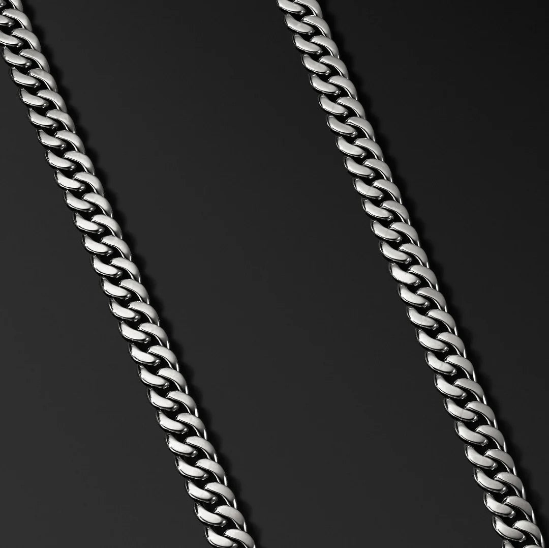 Men's Cuban Curb Link Chain Necklace Silver