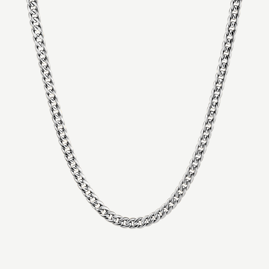 Men's Cuban Curb Link Chain Necklace Silver