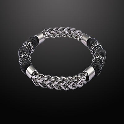 Rebel Steel and Lava Beads Bracelet for Women