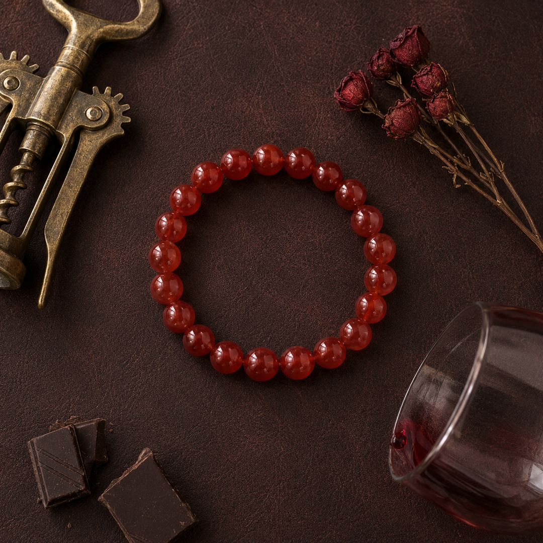 Red Jade Beaded Bracelet for Men, 10mm
