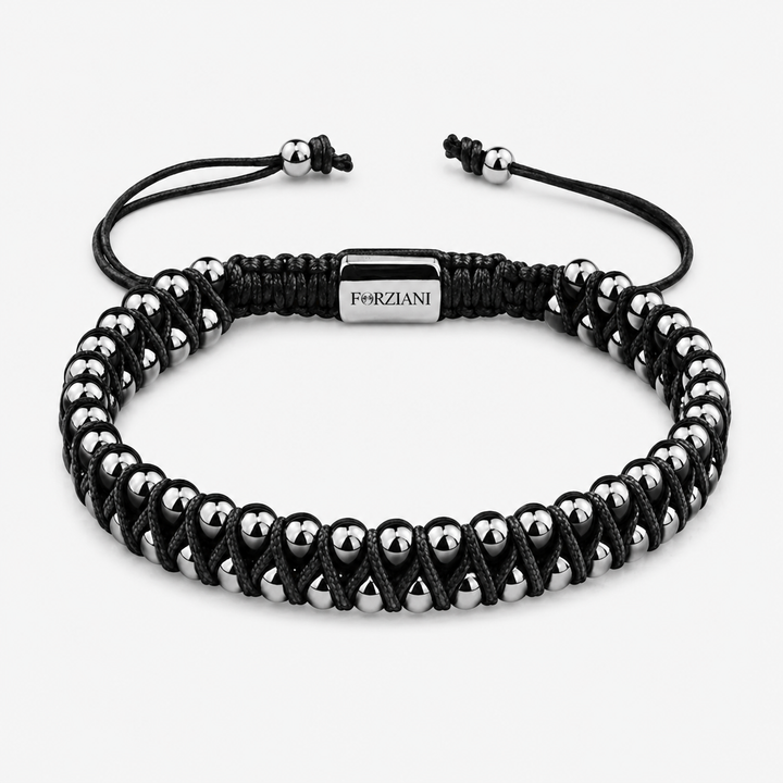 Hematite Double Row Woven Bracelet