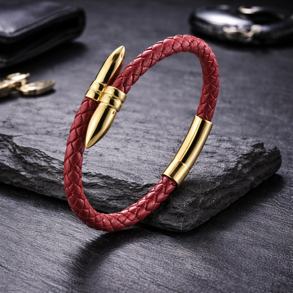 Signal Crimson Leather Bracelet