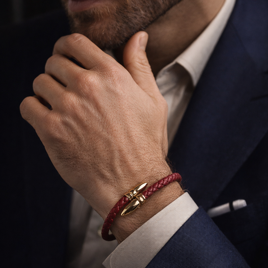 Signal Crimson Leather Bracelet