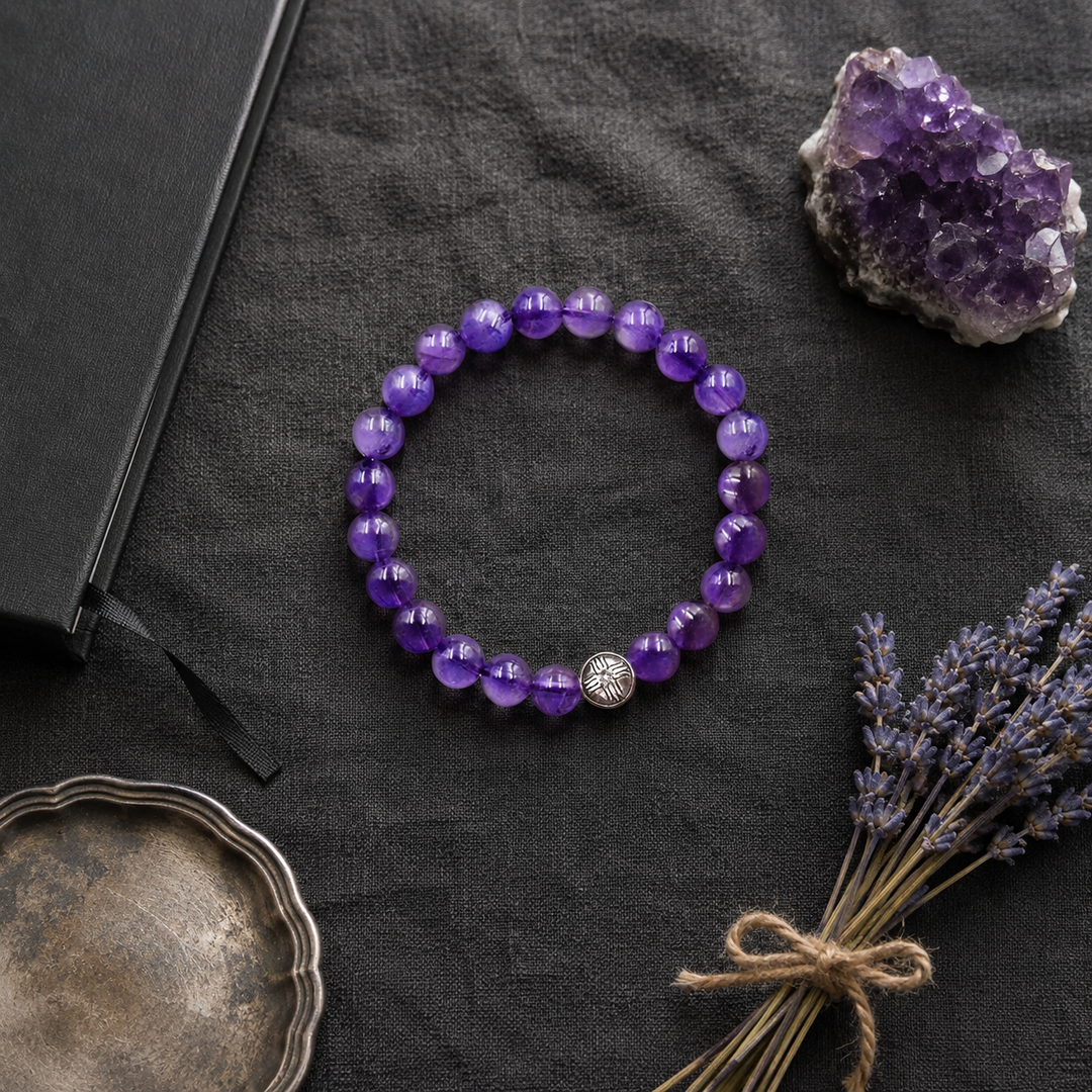 Spiritual Beads Bracelet Amethyst, 8mm