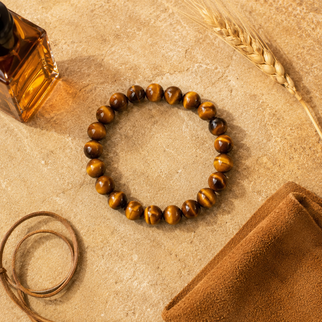 Tiger's Eye Beaded Bracelet for Men, 10mm
