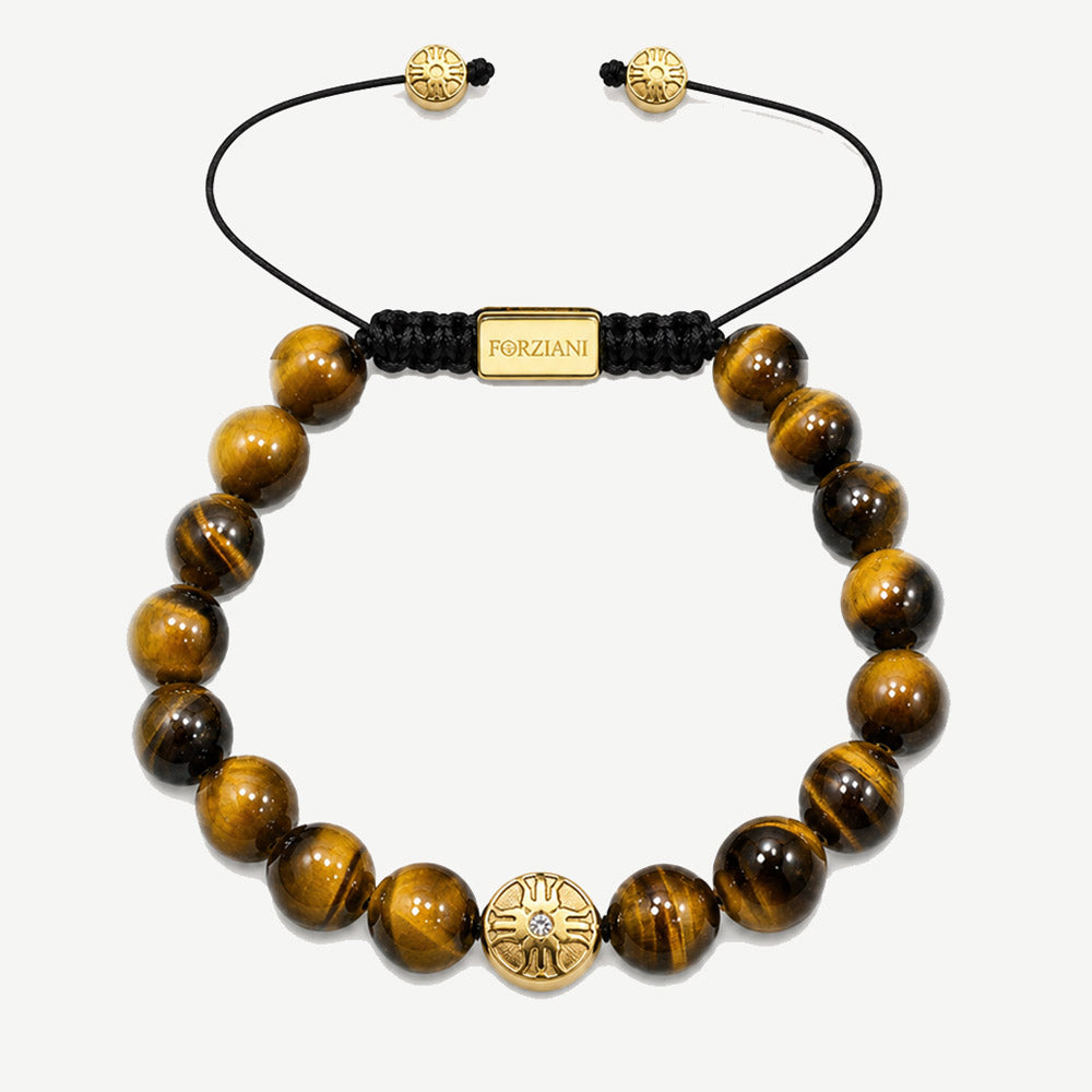 Titan Tiger Eye Stone Bracelet Gold, 10mm