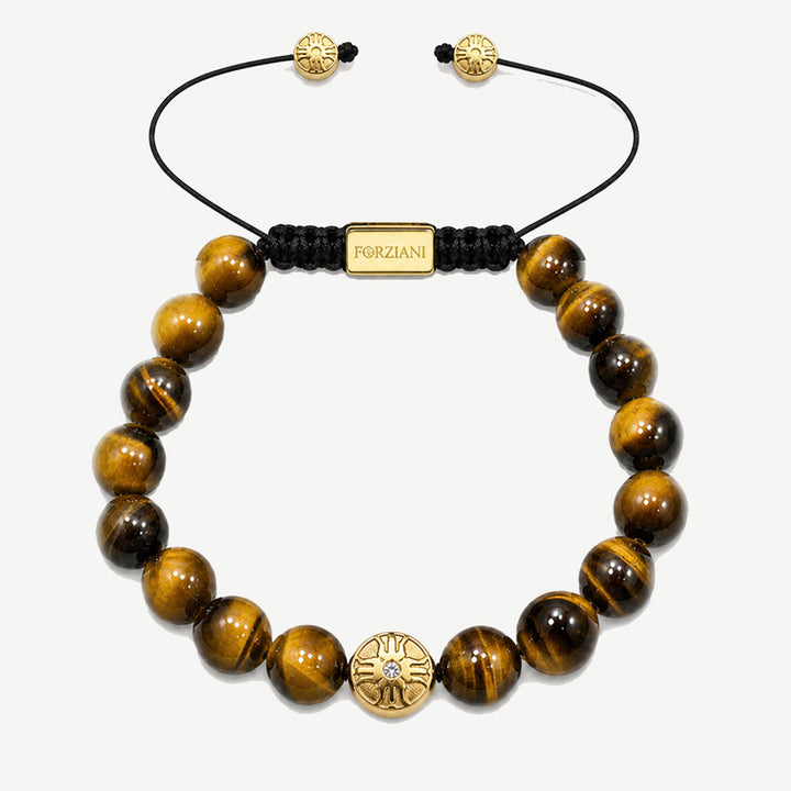 Titan Tiger Eye Stone Bracelet Gold, 10mm