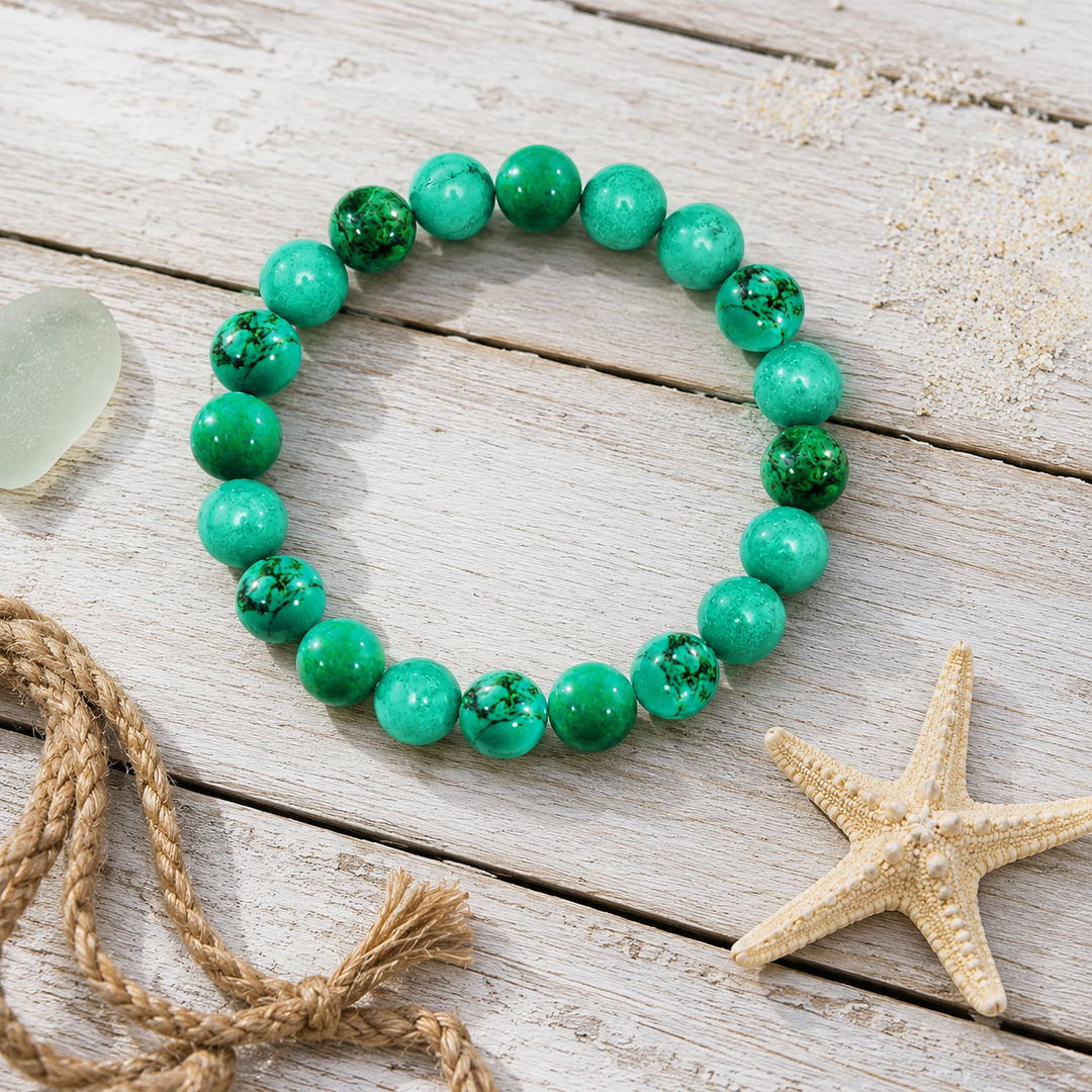 Turquoise Beaded Bracelet for Men, 10mm