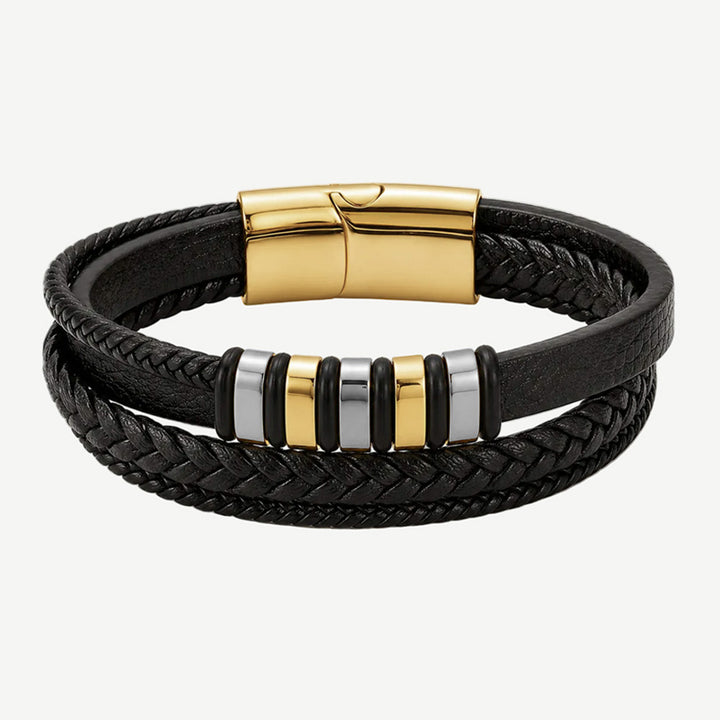 Voyager Multilayered Nappa Leather Bracelet Gold