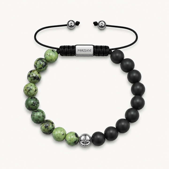Zone Turquoise and Black Agate Beads Bracelet, 10mm