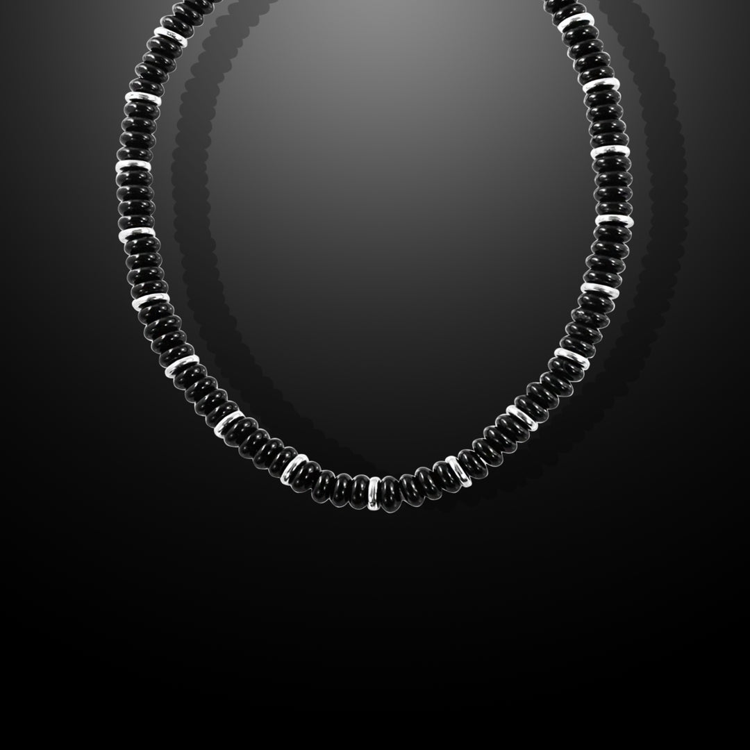 Explorer Black Onyx Disk Beads Necklace
