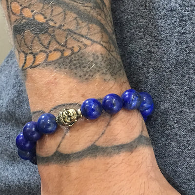 Inner Truth Buddha and Lapis Beads Bracelet, 10mm