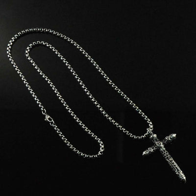 Sculpted Cross Amulet Necklace