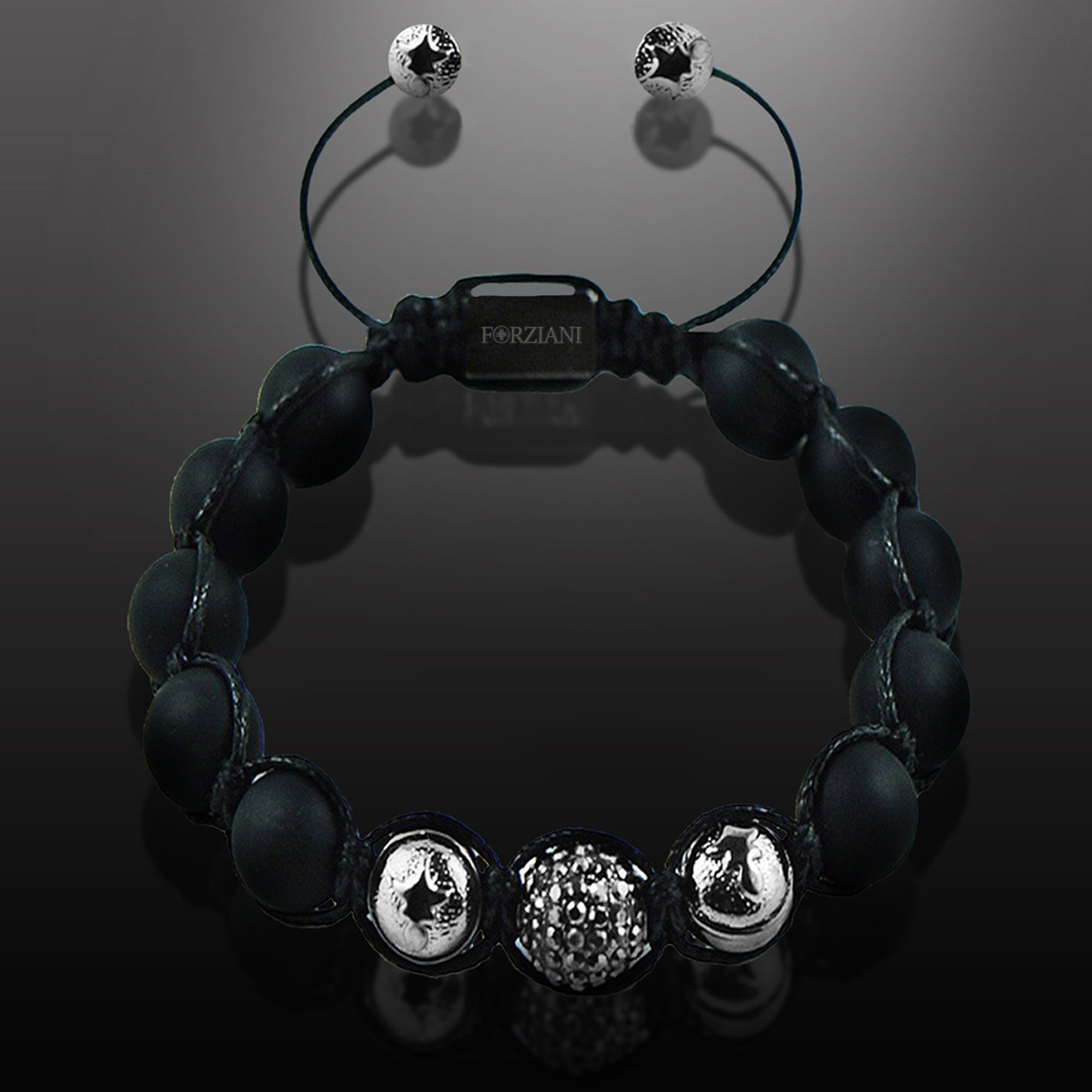 Nialaya Men's Beaded Bracelet with Matte Onyx, Lava Stone & Black Agate