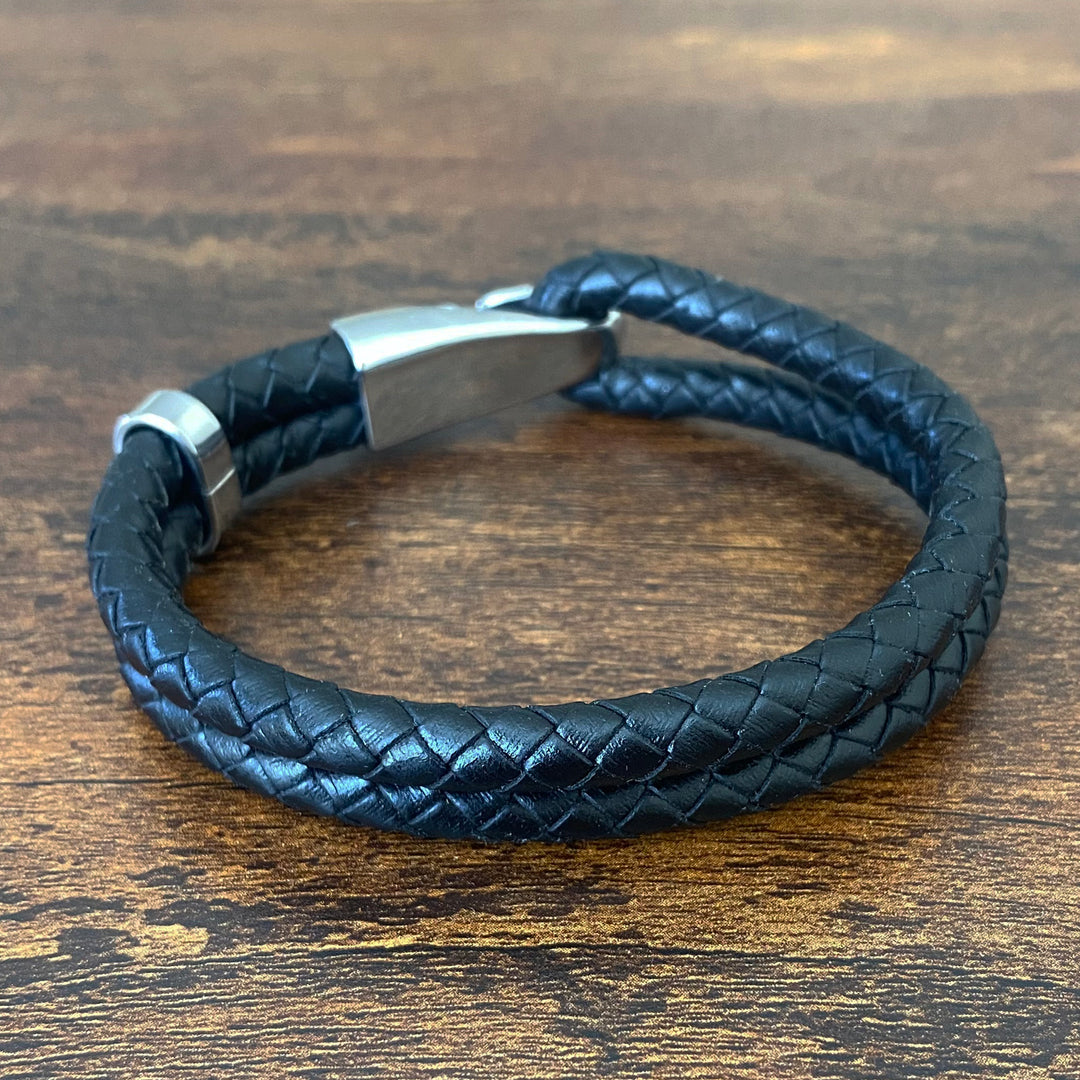 Double Braided Leather Bracelet