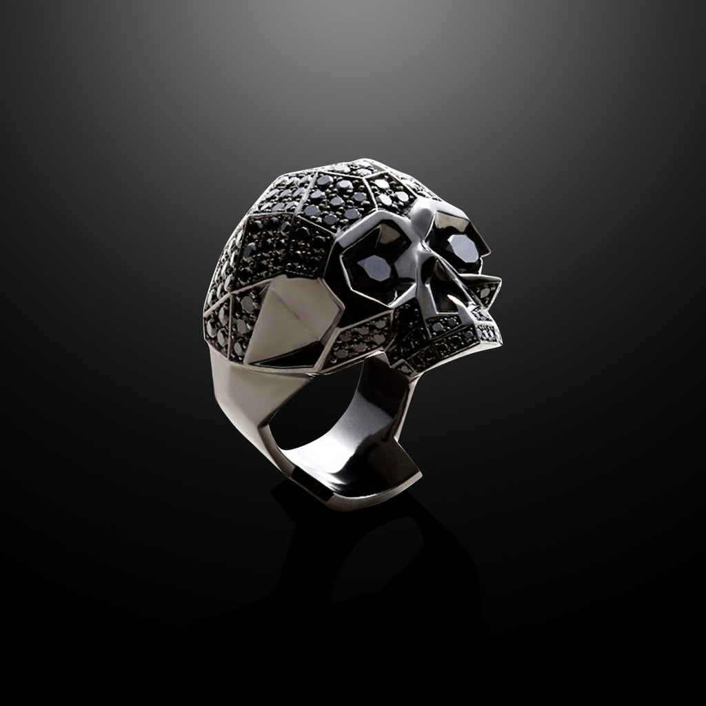 Empire Skull Ring With Black Pavé CZ Diamonds – Forziani