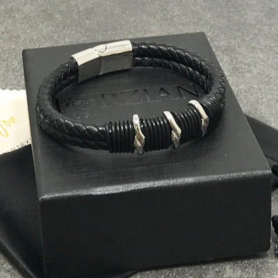 Black Braided Nappa Leather Bracelet