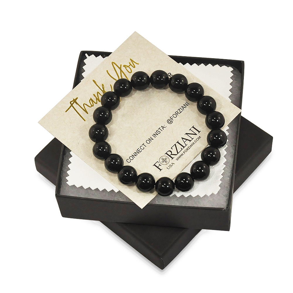 Black Onyx Beaded Bracelet for Men, 10mm