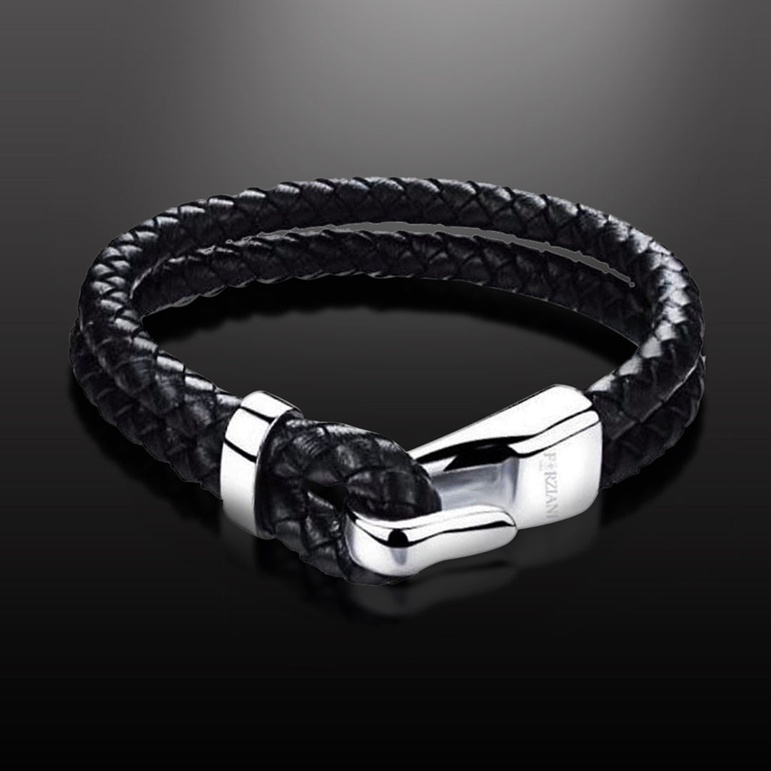 Ouroboros 'Eternity Snake' Leather and Steel Bracelet