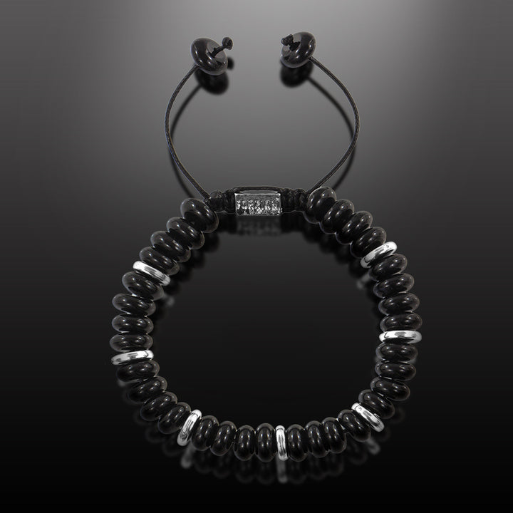 Explorer Black Onyx Disk Beads Bracelet, 10mm