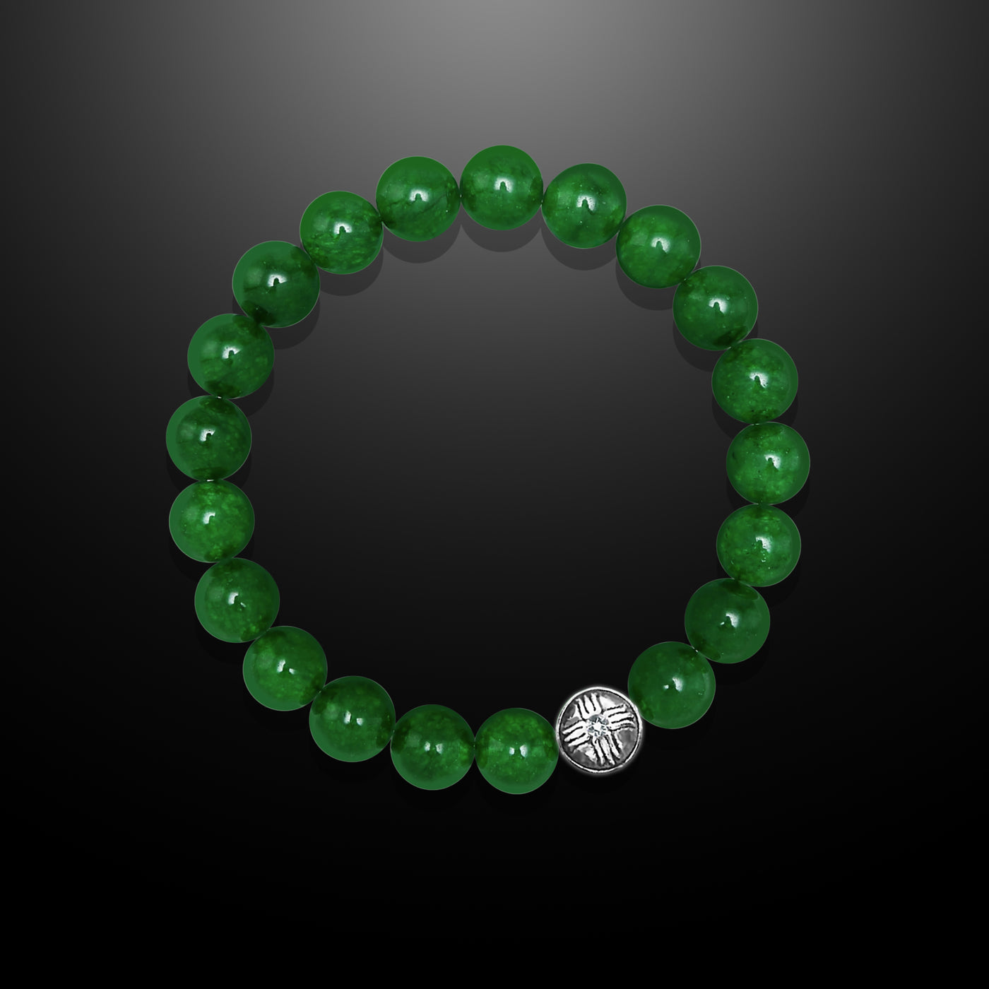 Spiritual Beads Bracelet Green Jade, 8mm