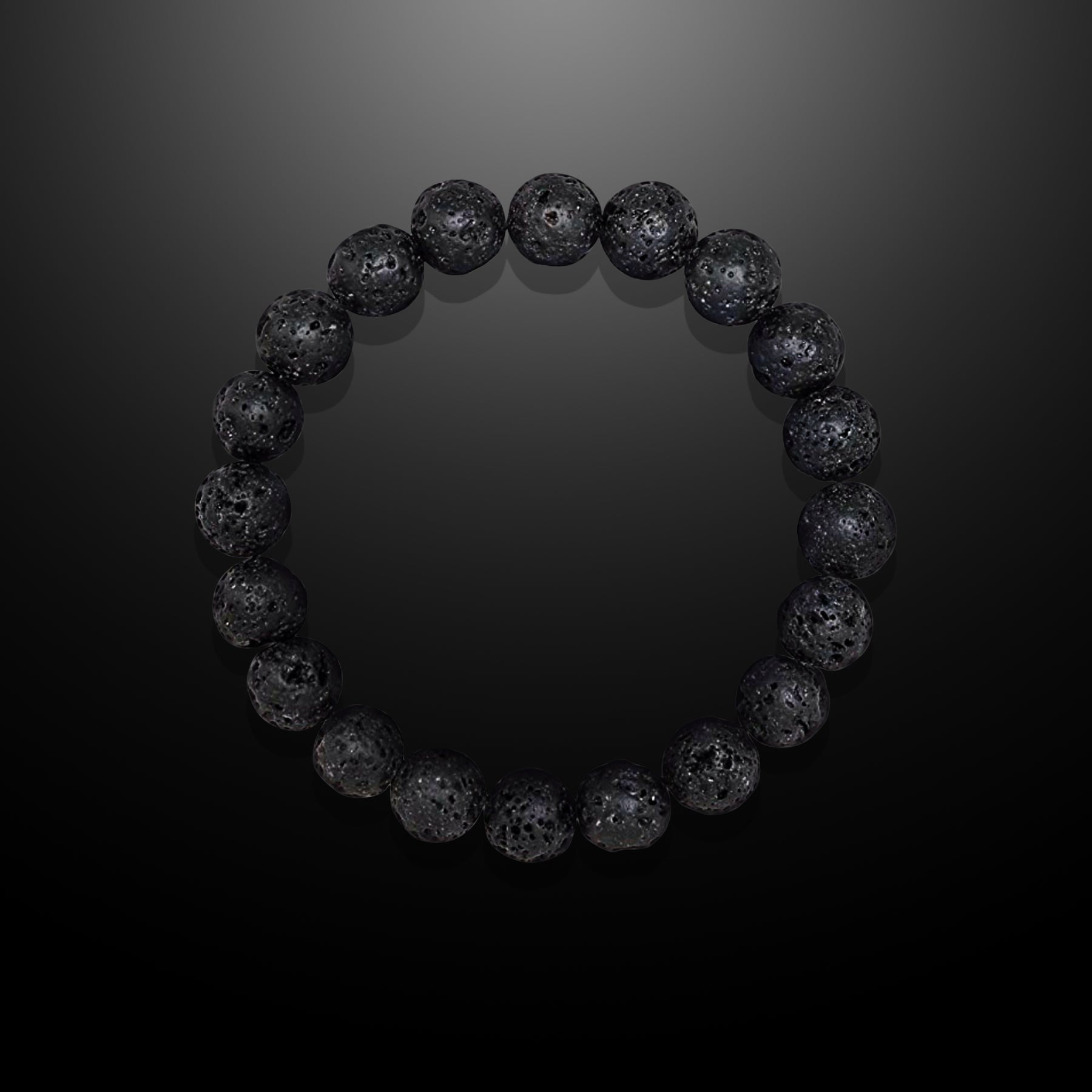 Lava Rock Men Beaded Bracelet 10mm with Sapphire Blue Glass Beads