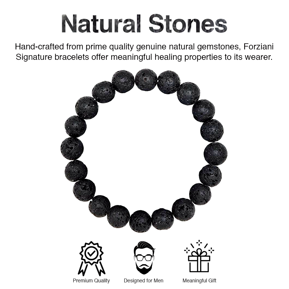 Lava Stone Beaded Bracelet for Men, 10mm