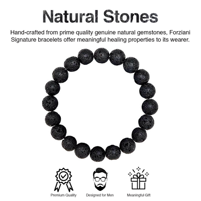 Lava Stone Beaded Bracelet for Men, 10mm