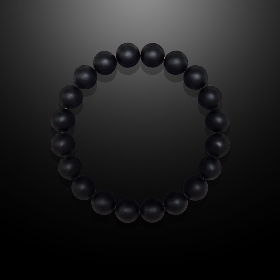 Black Agate Beaded Bracelet for Men, 10mm