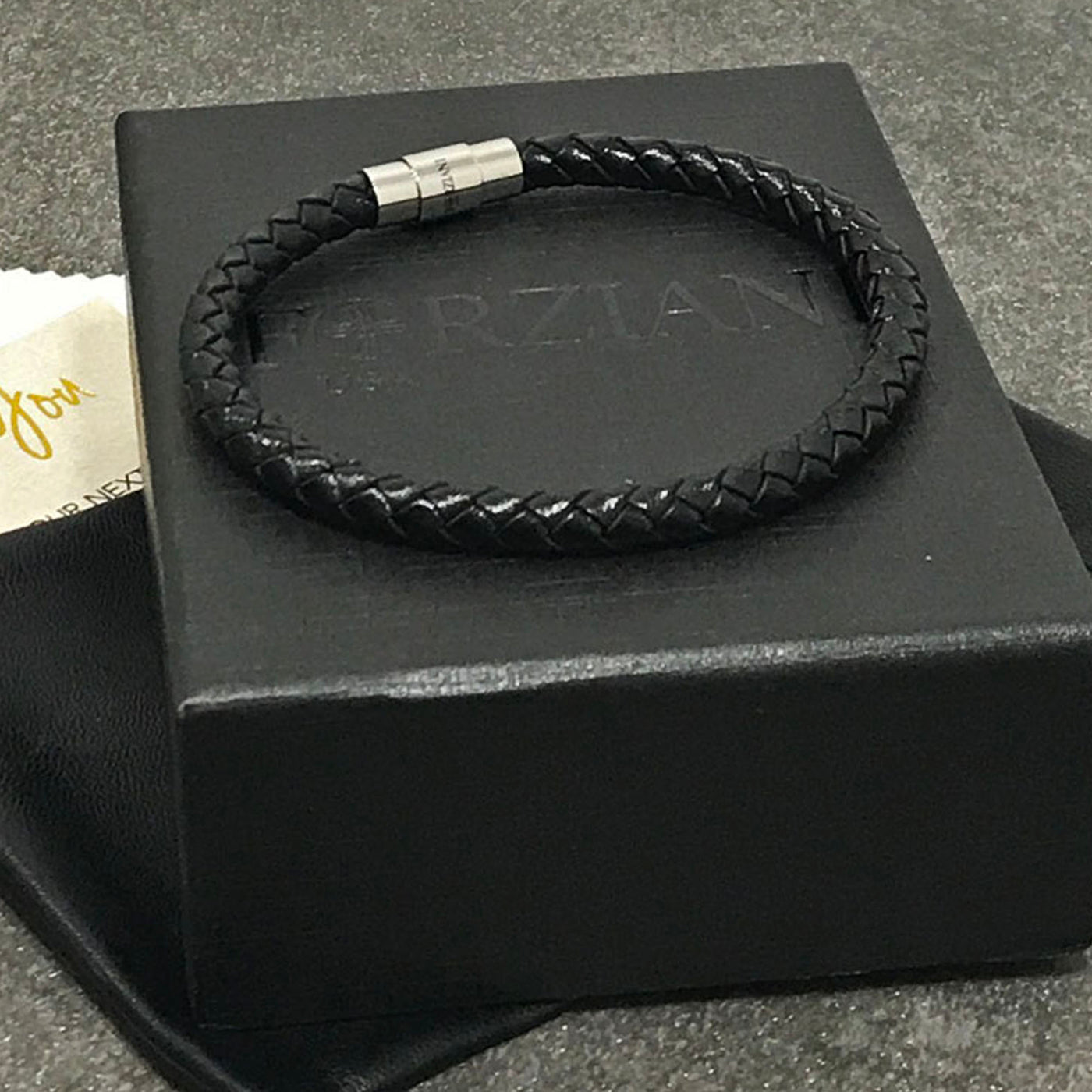 Groove Braided Black Leather Bracelet