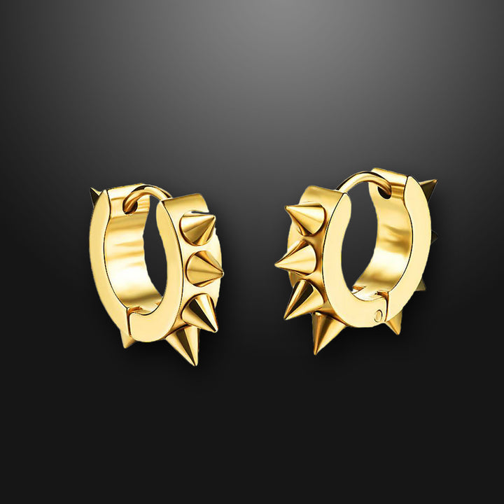 Impale Spikes Hoop Earrings Gold - Pair