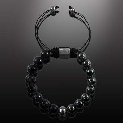 Ion Hematite and Black Onyx Beads Bracelet, 10mm