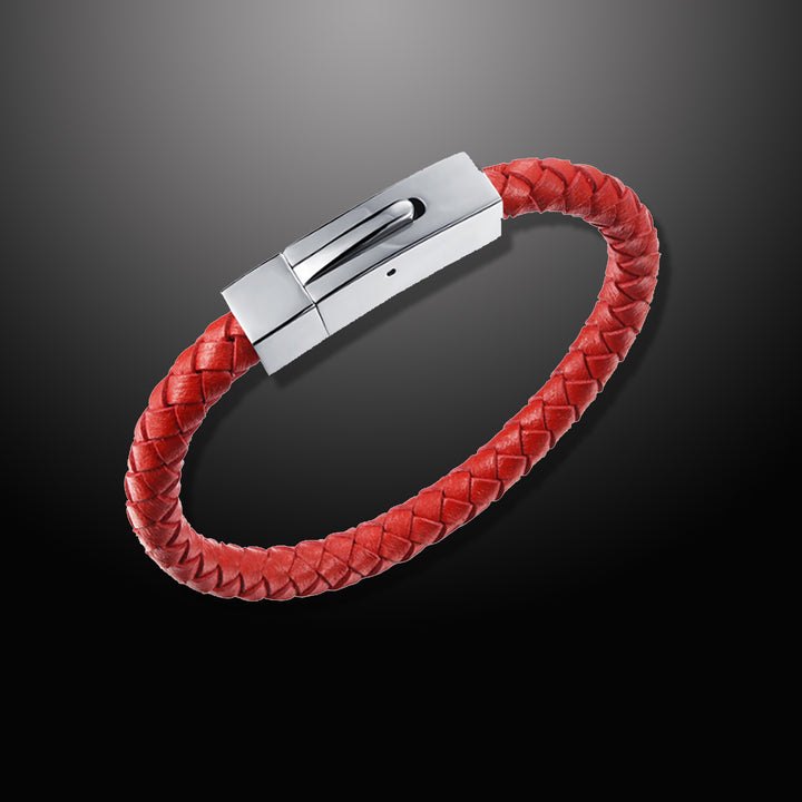 Leo Red Braided Leather Bracelet