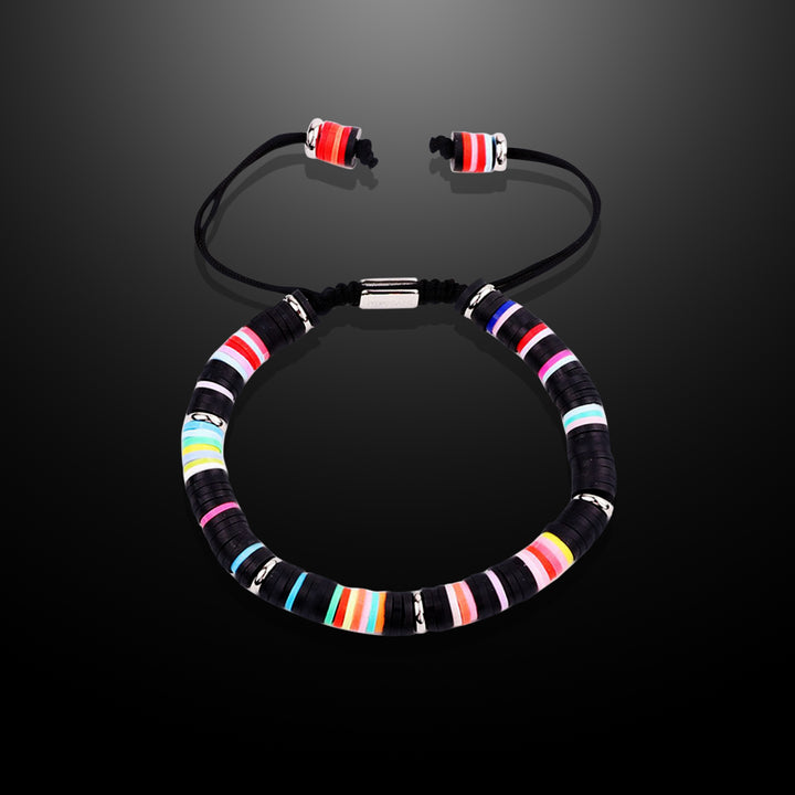 Black Multicolor Men’s Disk Beads Bracelet