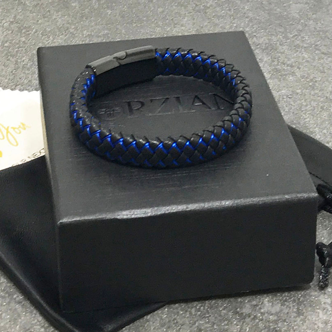 Nitro Blue Woven Leather Bracelet