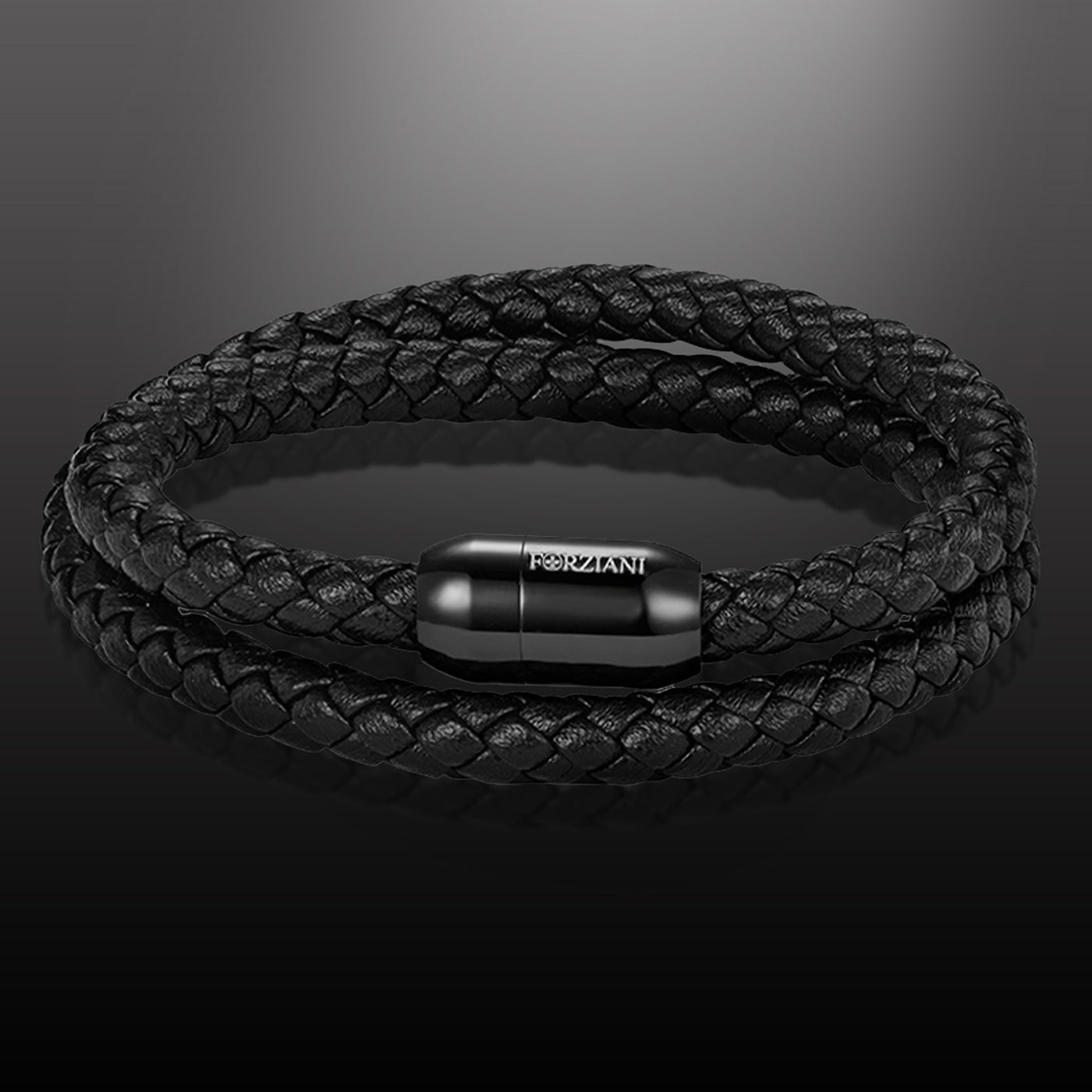 Braided Black Leather Double Wrap Bracelet