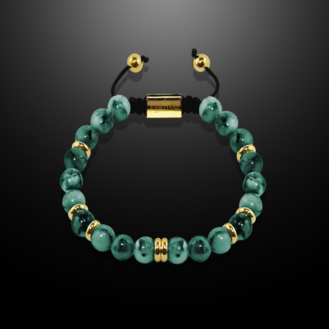 Summit Men's Beaded Bracelet Turquoise Gold, 6mm – Forziani