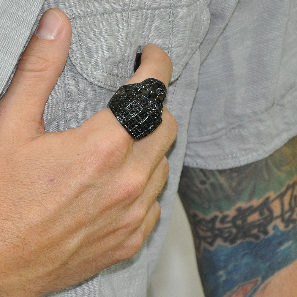 Empire Skull Ring With Black Pavé CZ Diamonds