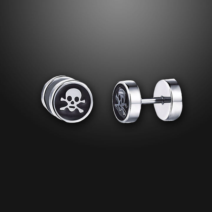 Vortex Skull Stud Earrings - Pair